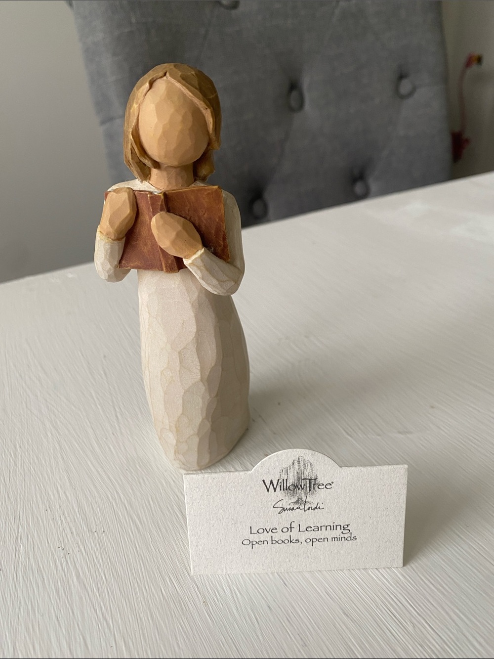 Willow Tree "Love of Learning" Figurine Holding a Brown Book